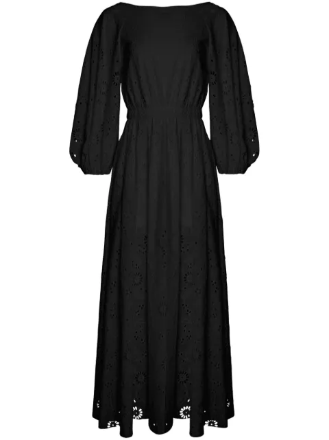 Carolina Herrera eyelet puff-sleeve midi dress Black R2411N530FDE