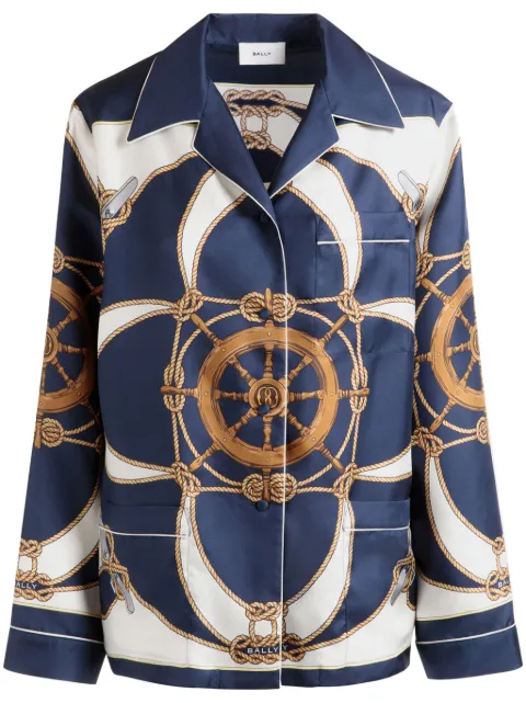 Bally graphic-print silk shirt Blue WSH00MSE114