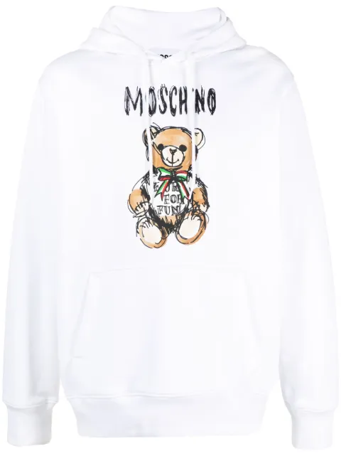 Moschino Teddy-Bear cotton hoodie White V17160228