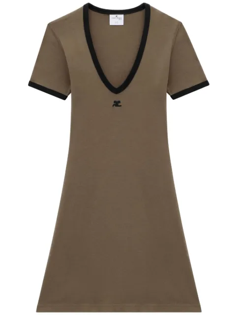 Courrèges V-neck minidress Green 224JRO397JS0070