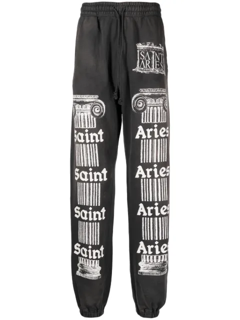 SAINT MXXXXXX slogan-print cotton track pants Grey SMA230000C04