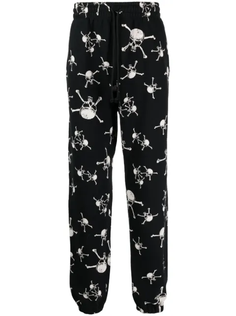 SAINT MXXXXXX skull-print cotton track pants Black SMA230000C12