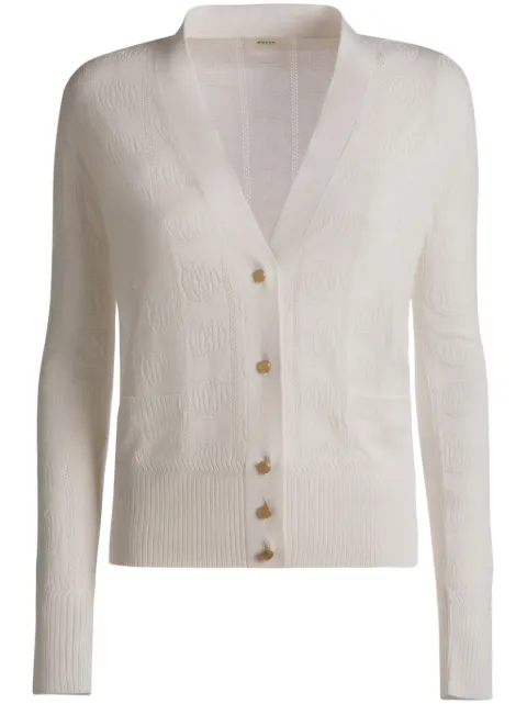 Bally Emblem jacquard silk-blend cardigan White WKN03ISE116