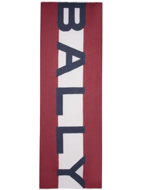 Bally logo-intarsia frayed scarf Blue MSC025MO018