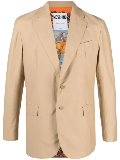 Moschino single-breasted cotton-blend blazer Neutrals A05190232