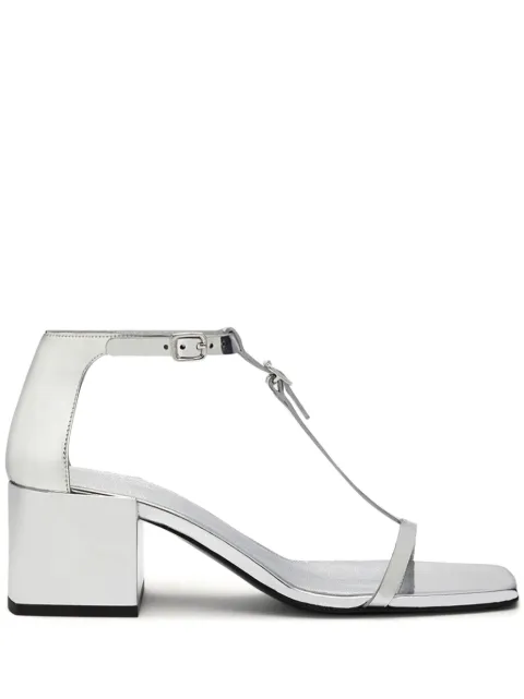 Courrèges Double Buckle leather sandals Silver 224SSD017PU0017