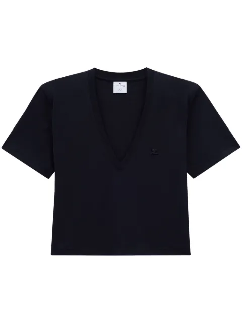 Courrèges logo-appliqué cotton T-shirt Black 224JTS138JS0107