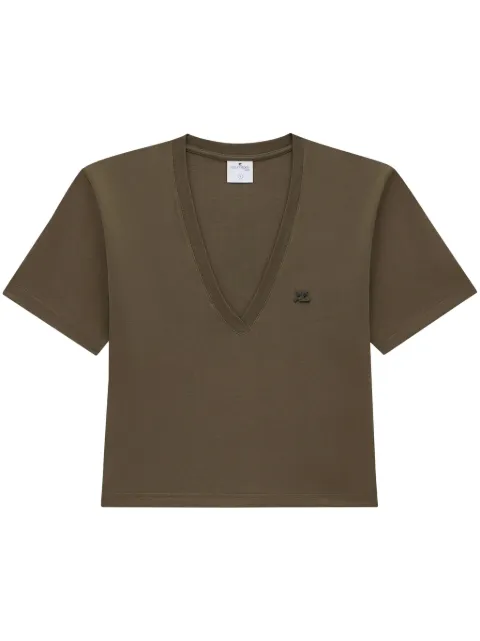 Courrèges logo-appliqué cropped T-shirt Green 224JTS138JS0107