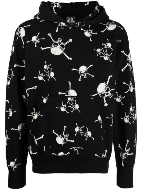 SAINT MXXXXXX skull-print cotton hoodie Black SMA230000C11