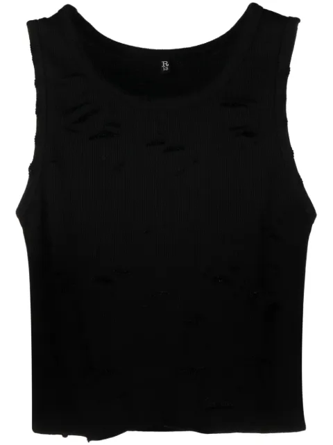 R13 distressed cropped tank top Black R13WK080K001ABLACK