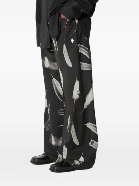 COUNTY OF MILAN feather-print trousers Black CMCA187F23FAB0031001