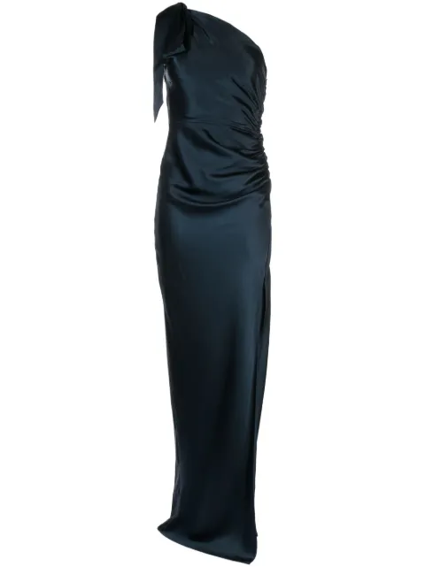 Michelle Mason asymmetric silk maxi gown Blue M9377