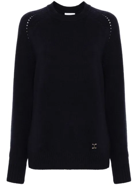 Chloé Marcie-plaque cashmere blend jumper Blue CHC24SMP2350148A