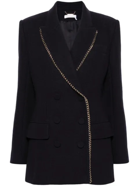 Chloé chain-link trim double-breasted blazer Blue CHC24SVE07074