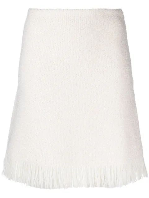 Chloé bouclé fringed A-line miniskirt Neutrals CHC24SMJ02560107