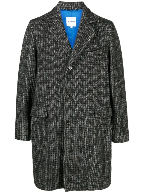 ASPESI Franz single-breasted bouclé coat Black W3AAC40V554