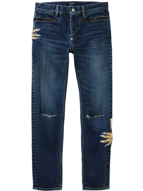 Undercover motif-embroidered straight-leg jeans Blue UC2C4510