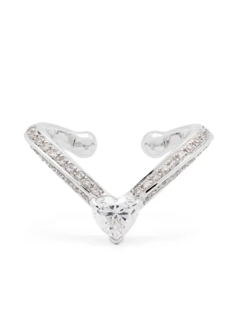 SHAY 18K white gold heart chevron diamond ear cuff Silver SE386S