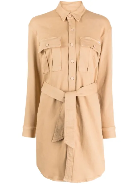 MOTHER The Cadet belted cotton-blend minidress Brown 9823674