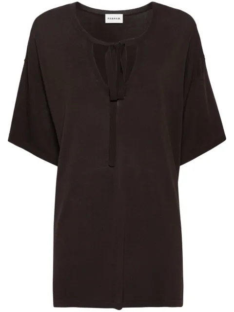 P.A.R.O.S.H. pussy-bow knitted top Brown ROUX24D511655
