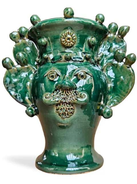 Les-Ottomans Sicilian ceramic vase (23cm) Green BEF02