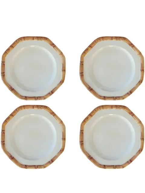 Les-Ottomans Bamboo ceramic dinner plates (set of four) White BAB0127