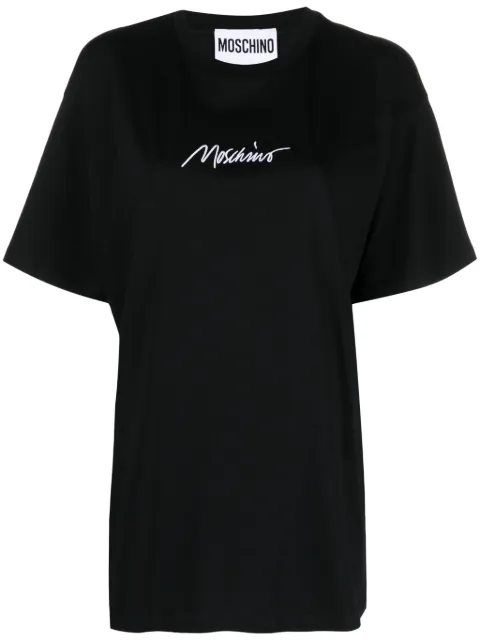 Moschino logo-embroidered cotton T-shirt Black A07020541
