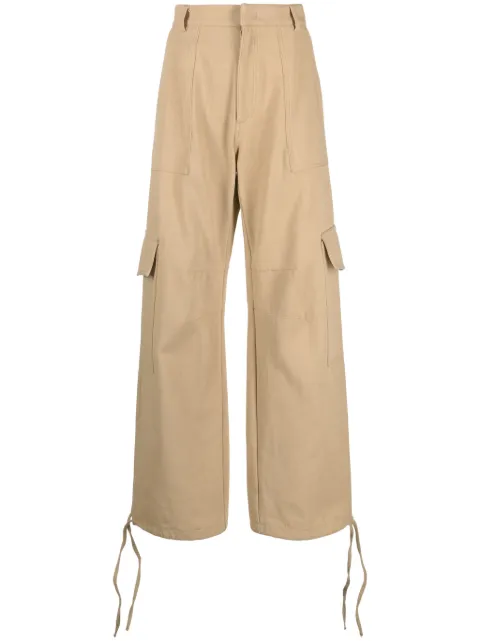 Moschino logo-embroidered cargo palazzo pants Neutrals A03240512