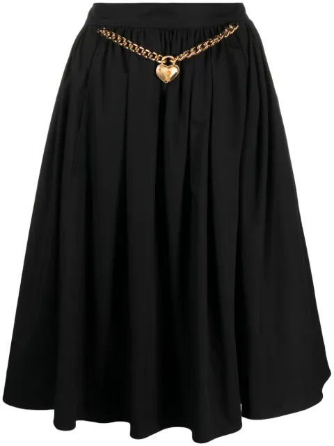 Moschino heart-charm ruched midi skirt Black A01140530