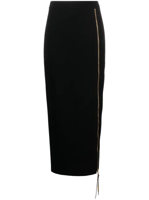 Moschino logo-lettering straight midi skirt Black A01090533