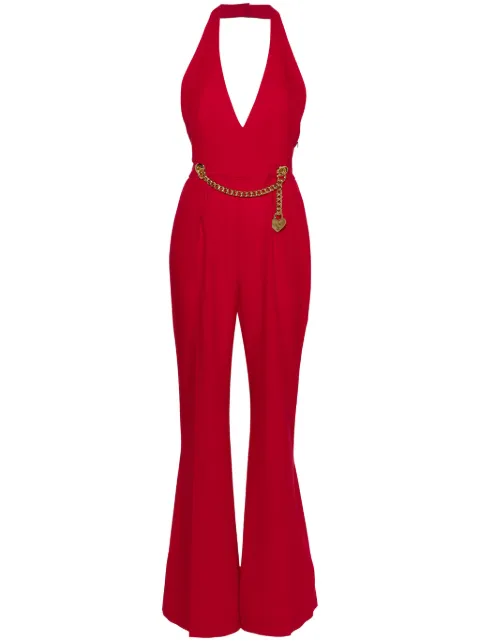 Moschino padlock-detail halterneck jupsuit Red J04080533