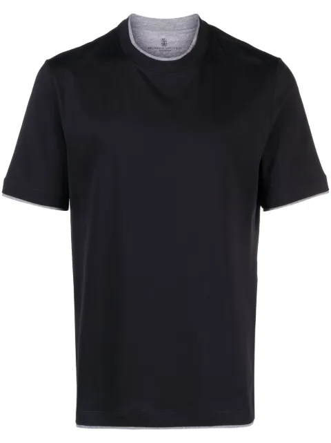 Brunello Cucinelli layered-effect cotton T-shirt Blue M0B137427CW893
