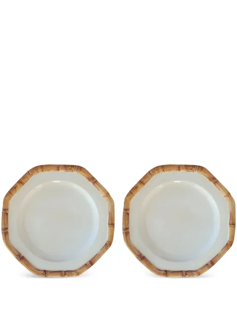 Les-Ottomans Bamboo ceramic presentation plates (set of two) White BAB0132