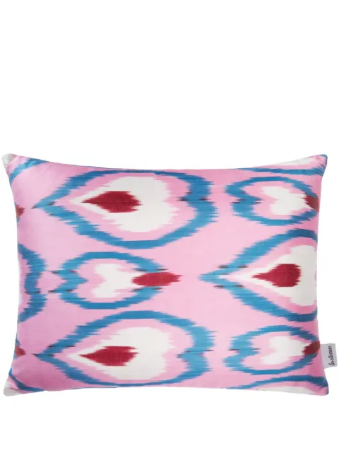 Les-Ottomans graphic-print silk cushion Pink S342