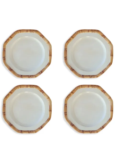 Les-Ottomans Bamboo ceramic dessert plates (set of four) White BAB0121