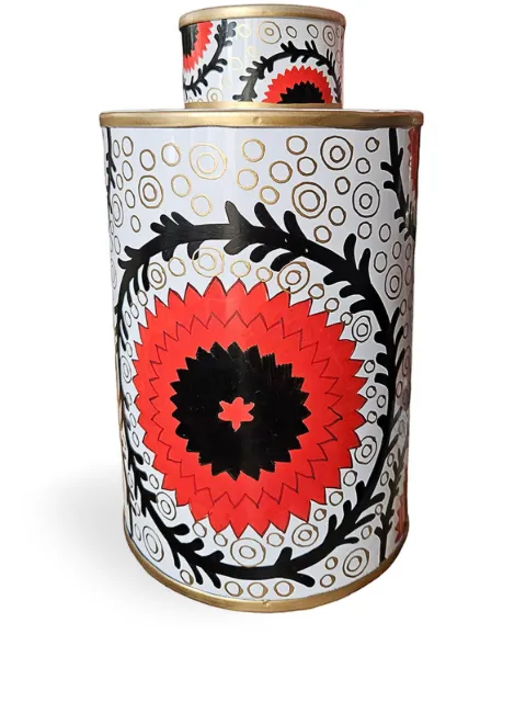 Les-Ottomans geometric-print cylindrical vase (25cm) White IRV02