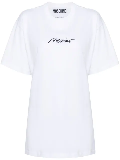 Moschino logo-embroidered cotton T-shirt White A07020541