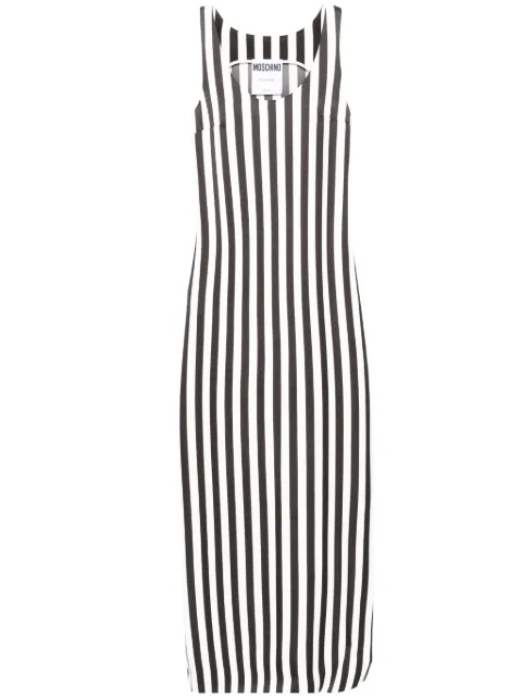 Moschino scoop-neck striped long dress Black A04190532