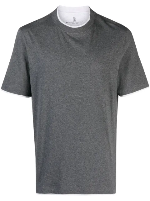 Brunello Cucinelli layered-effect cotton T-shirt Grey M0B137427CE610