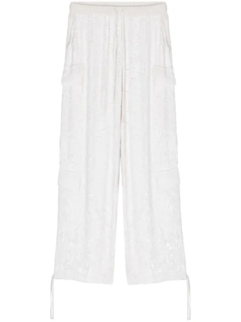 P.A.R.O.S.H. sequinned drawstring cargo trousers White D230697GABRIEL