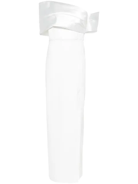Solace London Alexis off-shoulder maxi dress Neutrals OS38019