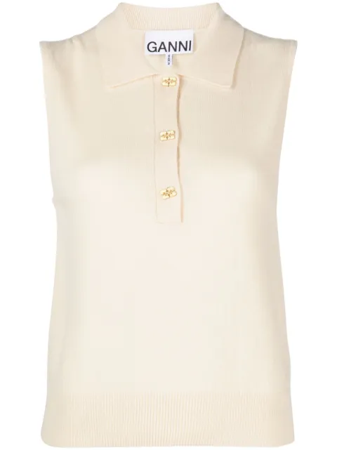 GANNI logo-buttons knitted vest Neutrals K2131354