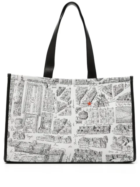 agnès b. Map of Paris screen-print tote bag White P107VSE6