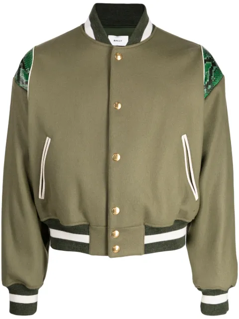 Bally snakeskin effect-detail bomber jacket Green MOU053WO109