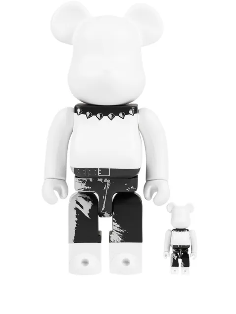 MEDICOM TOY x Andy Warhol The Rolling Stones (Sticky Fingers) BE@RBRICK 100% and 400% figure set Black MEDI2973