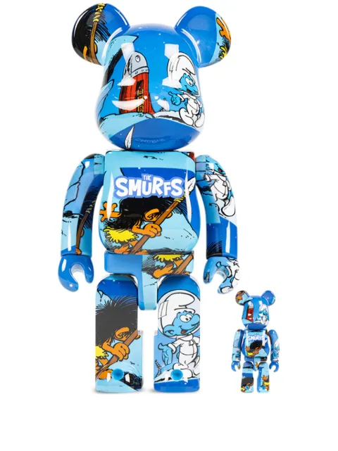 MEDICOM TOY x The Smurfs (The Astrosmurf) BE@RBRICK 100% and 400% figure set Blue MEDI2968
