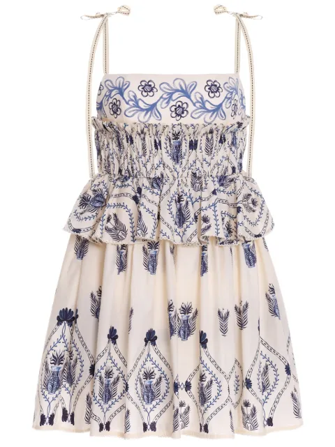 Agua By Agua Bendita Salvador Jarrón cotton mini dress Neutrals 12620