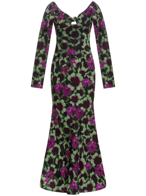 Agua By Agua Bendita Nube Fortuna floral-print maxi dress Black 12685