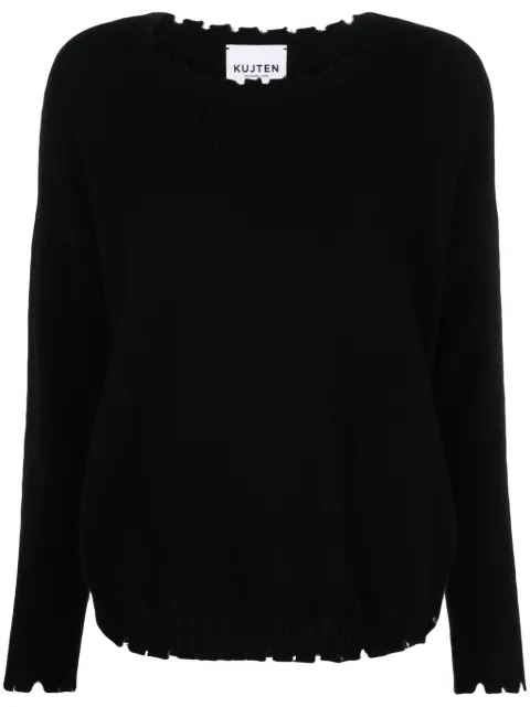 kujten raw-cut cashmere jumper Black F2015