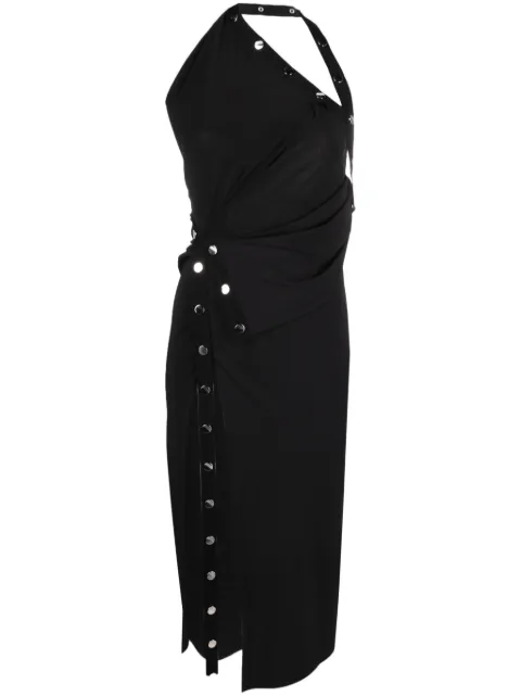 The Attico one-shoulder asymmetric midi dress Black 241WCM110A014